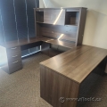 Walnut U/C Suite Office Desk w/ Overhead, Client Knee Space